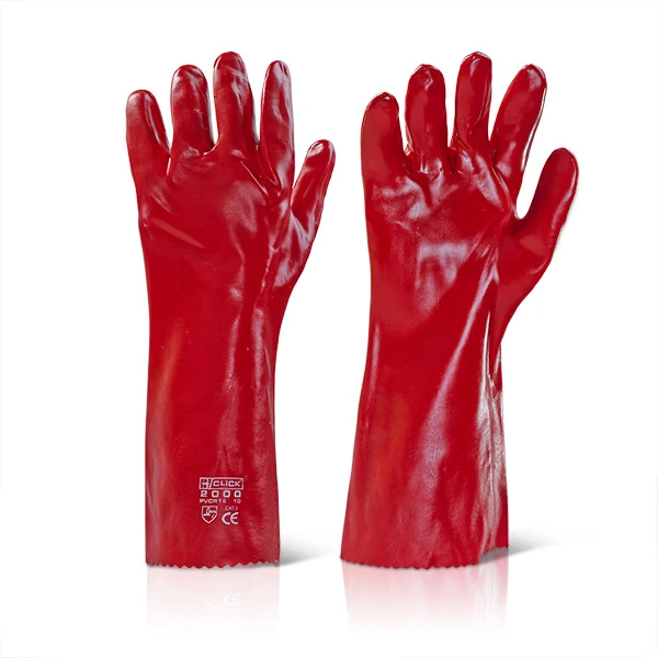 PVC Red Glove Open Cuff 40cm